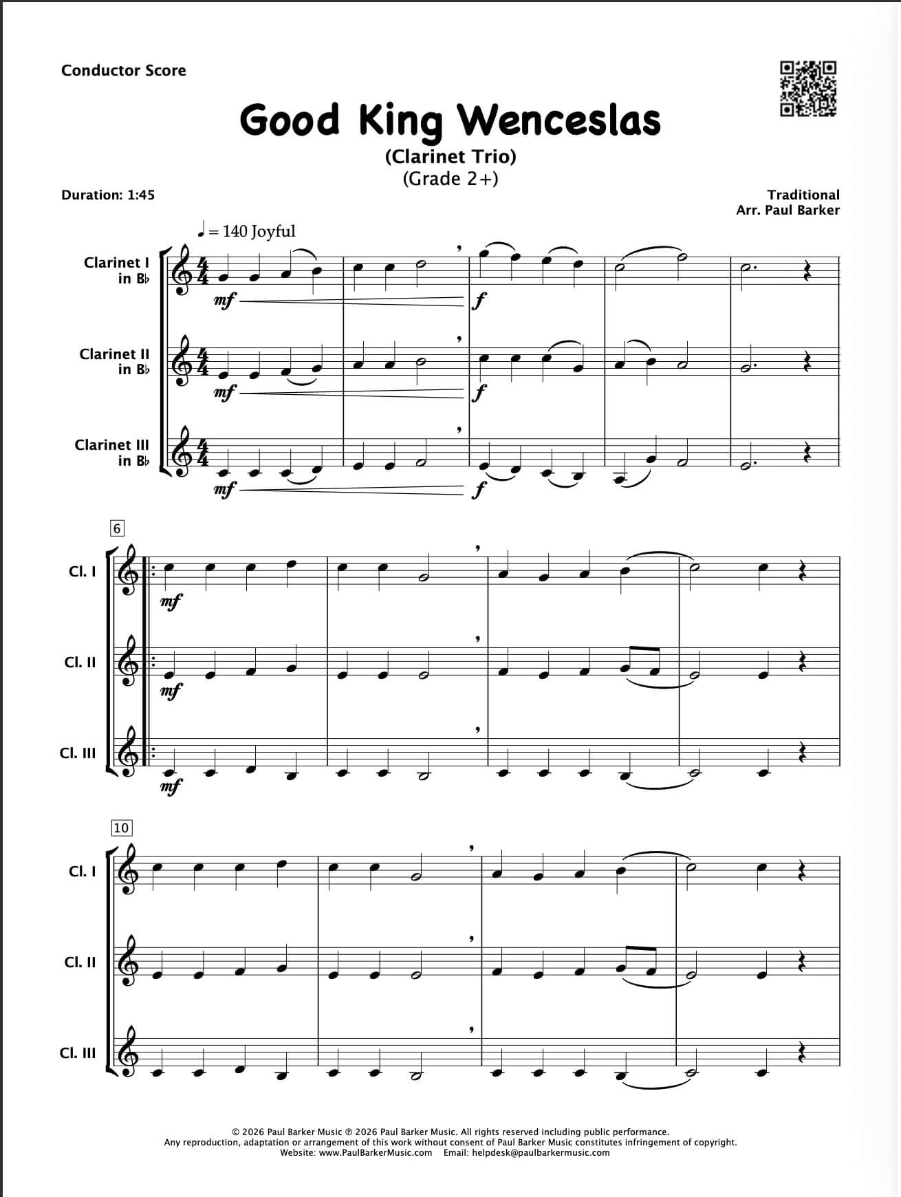 Good King Wenceslas (Clarinet Trio)