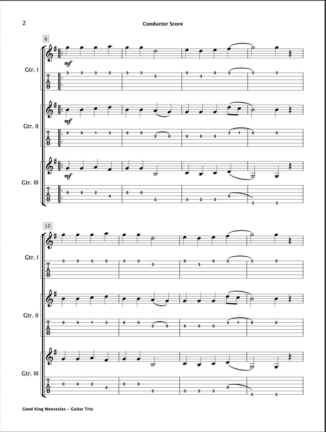 Good King Wenceslas (Guitar Trio)