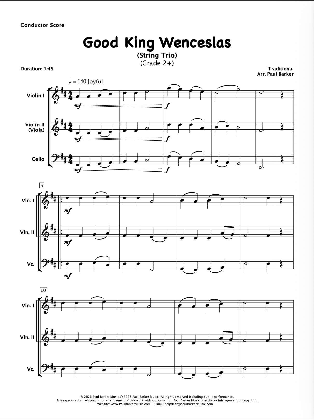 Good King Wenceslas (String Trio)