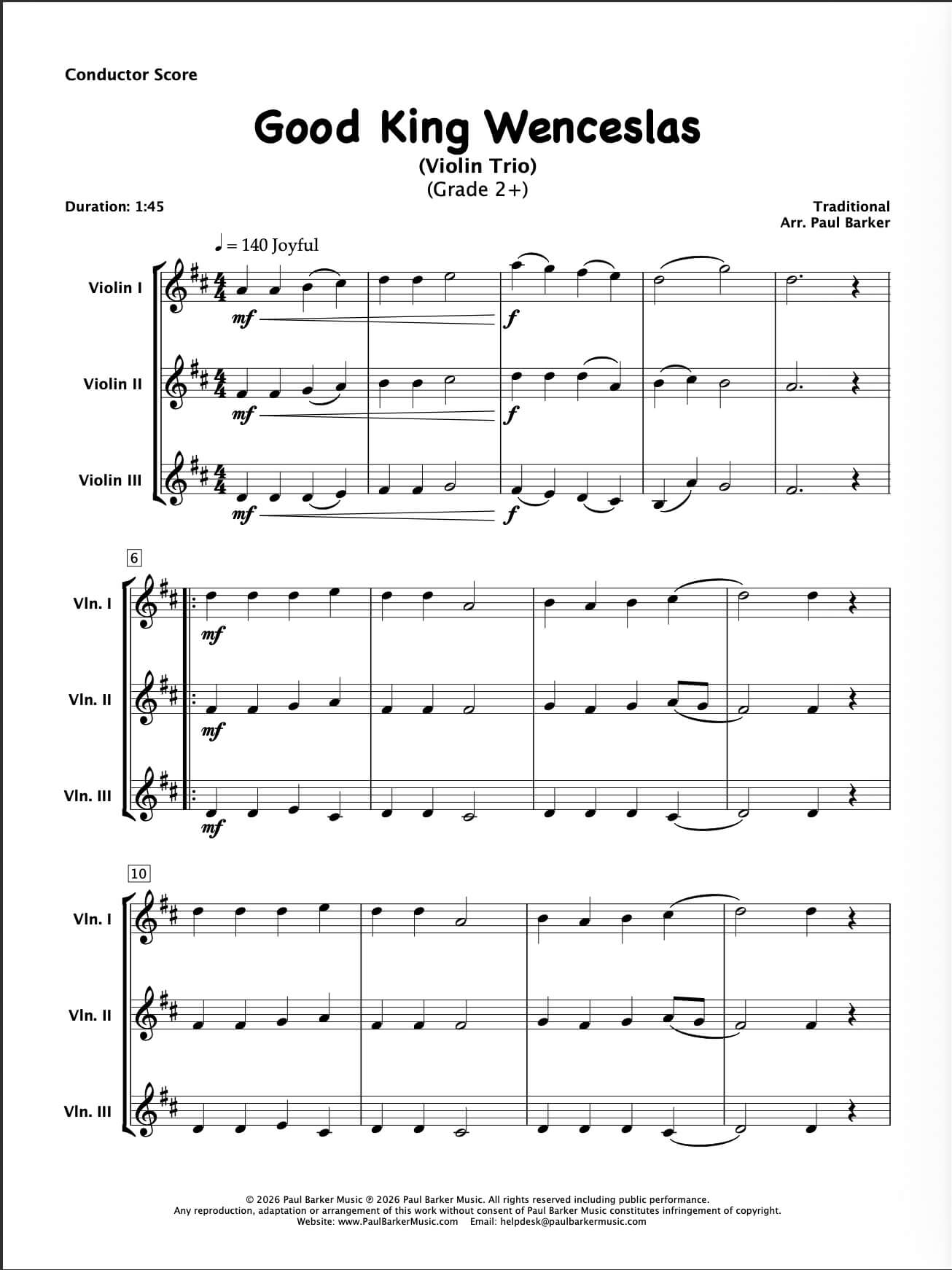 Good King Wenceslas (Violin Trio)