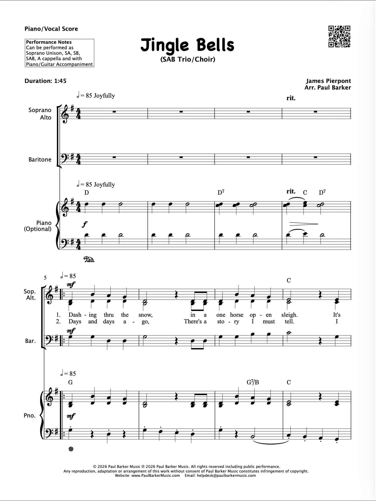 Jingle Bells (SAB Choir)