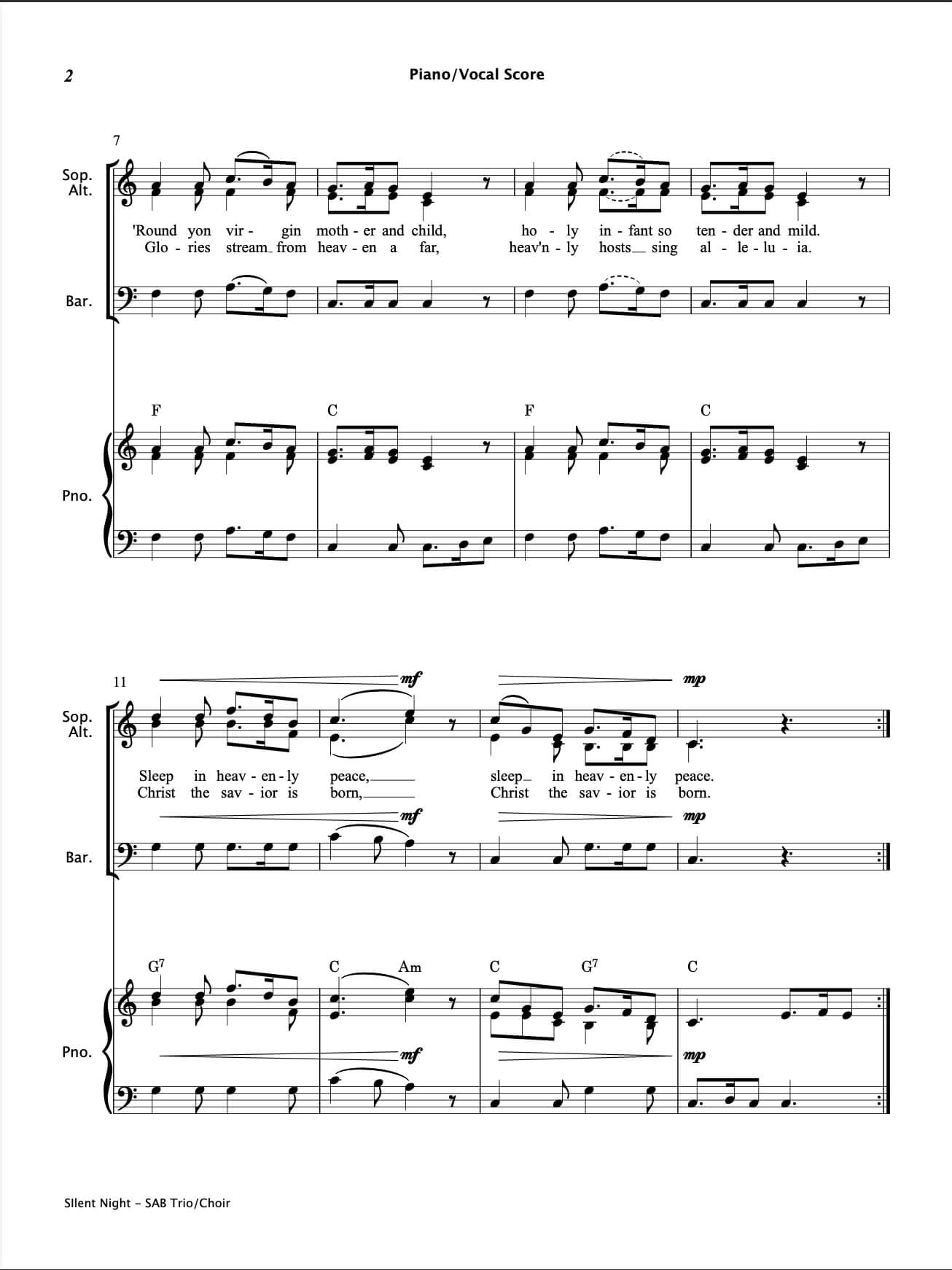 Silent Night (SAB Choir)