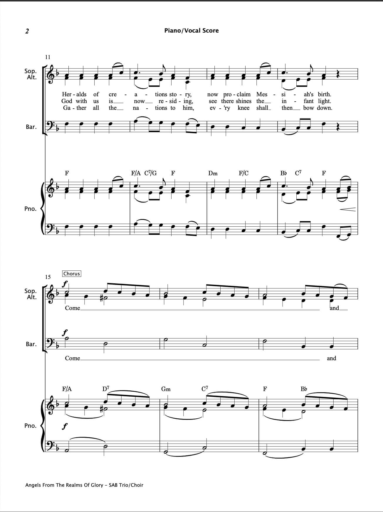 Angels From The Realms Of Glory (SAB Choir)