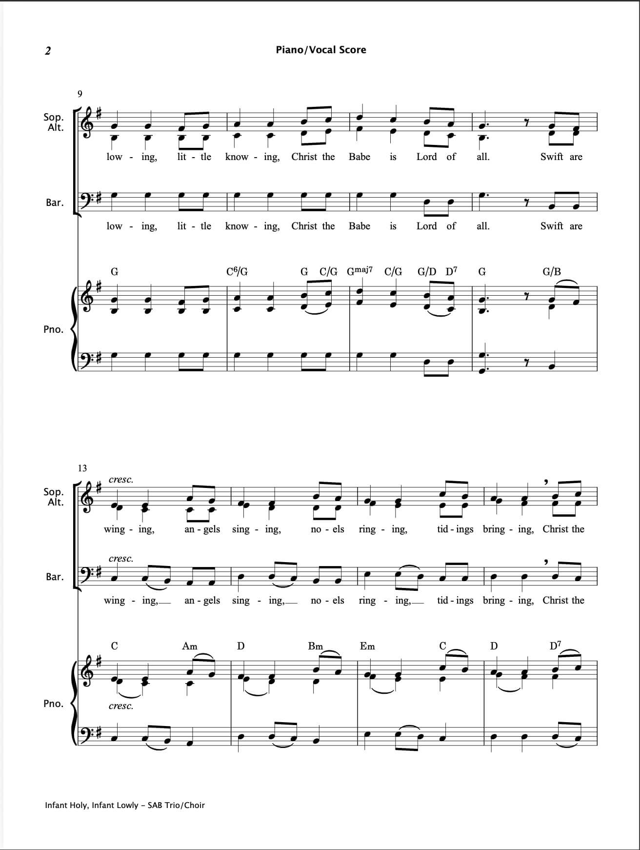 Infant Holy, Infant Lowly (SAB Choir)