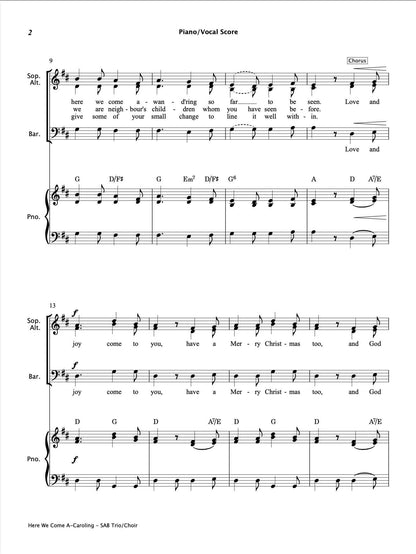 Here We Come A-Caroling (Wassail Song) (SAB Choir)