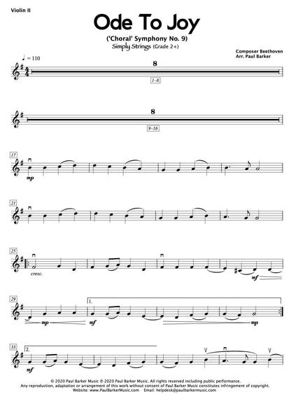 Ode To Joy - Simply Strings Series - Paul Barker Music 