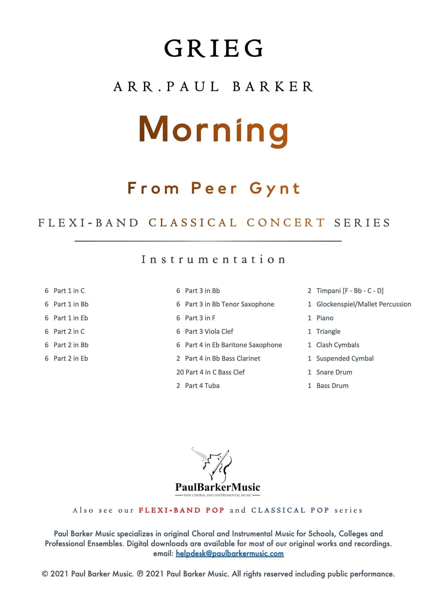 Morning from Peer Gynt - Paul Barker Music 