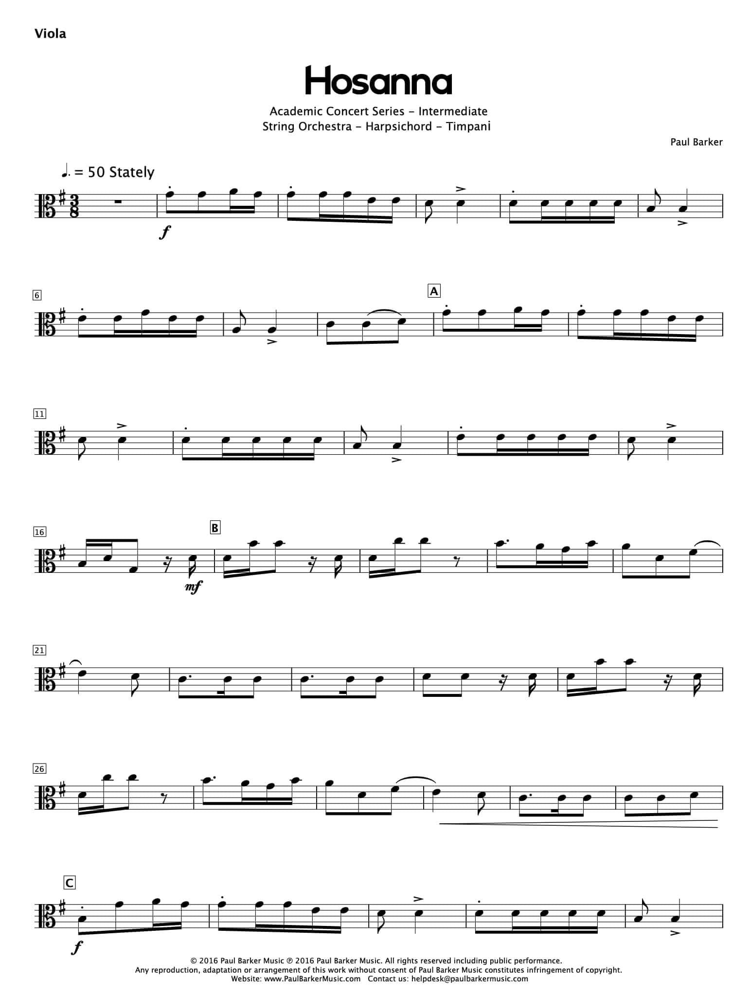 Hosanna (String Orchestra) - Paul Barker Music 