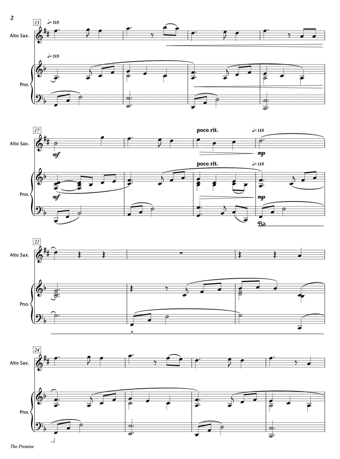 The Promise [Alto Saxophone & Piano] - Paul Barker Music 