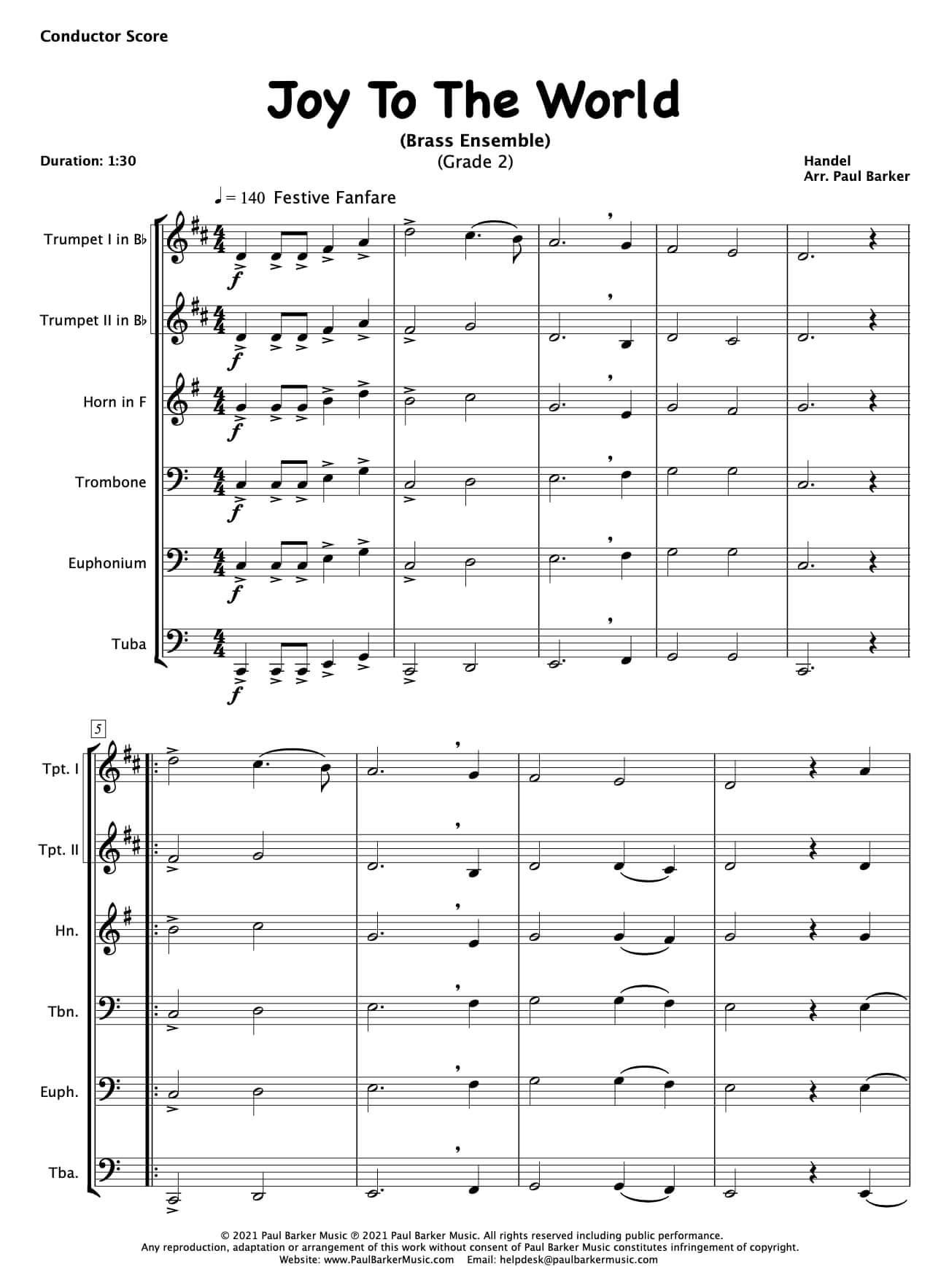 Joy To The World (Brass Ensemble) – Paul Barker Music