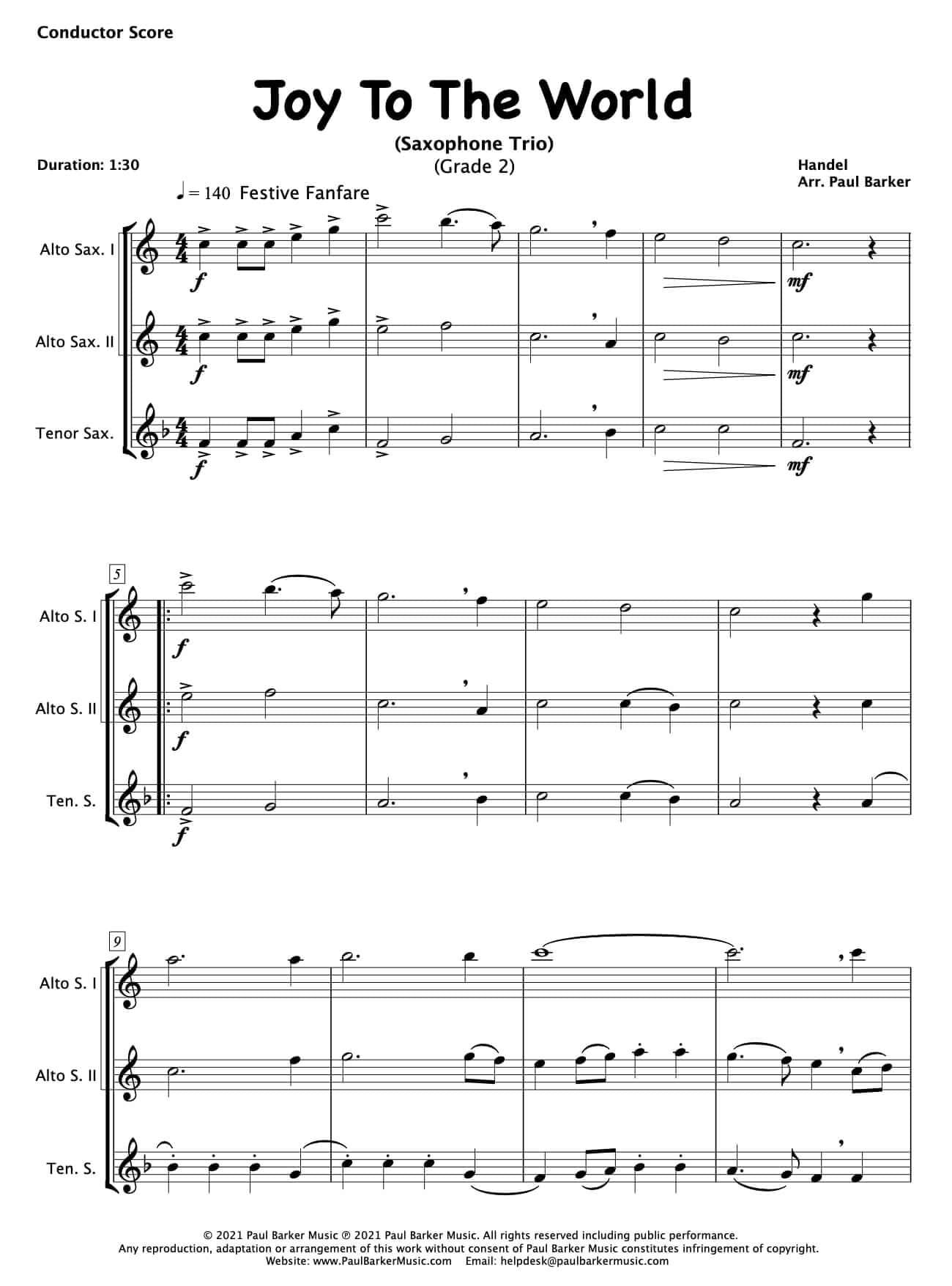 Christmas Saxophone Trios - Book 1 - Paul Barker Music 