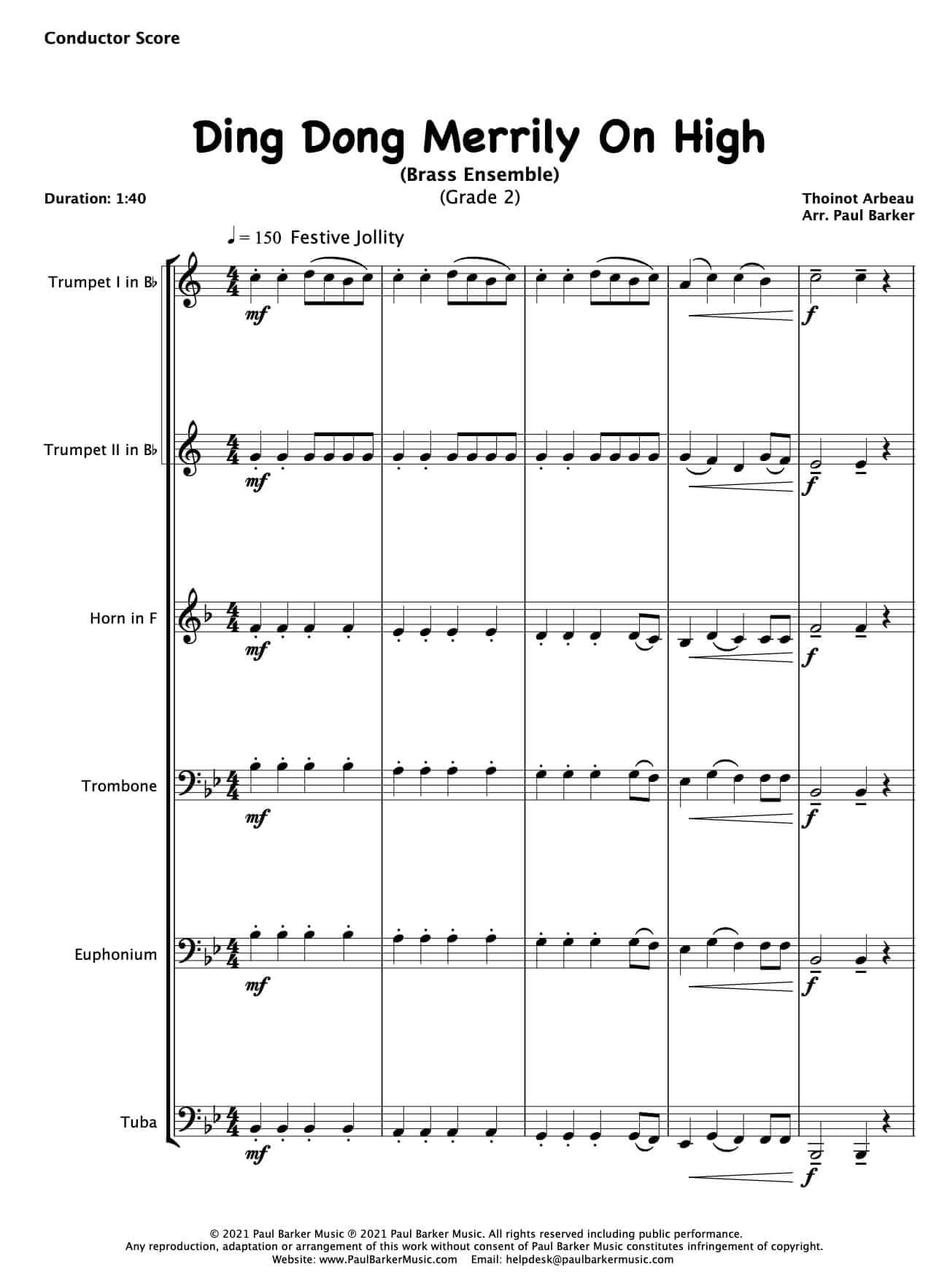Christmas Brass Ensembles - Book 1 - Paul Barker Music 