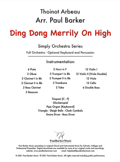 Ding Dong Merrily On High (Full Orchestra) - Paul Barker Music 