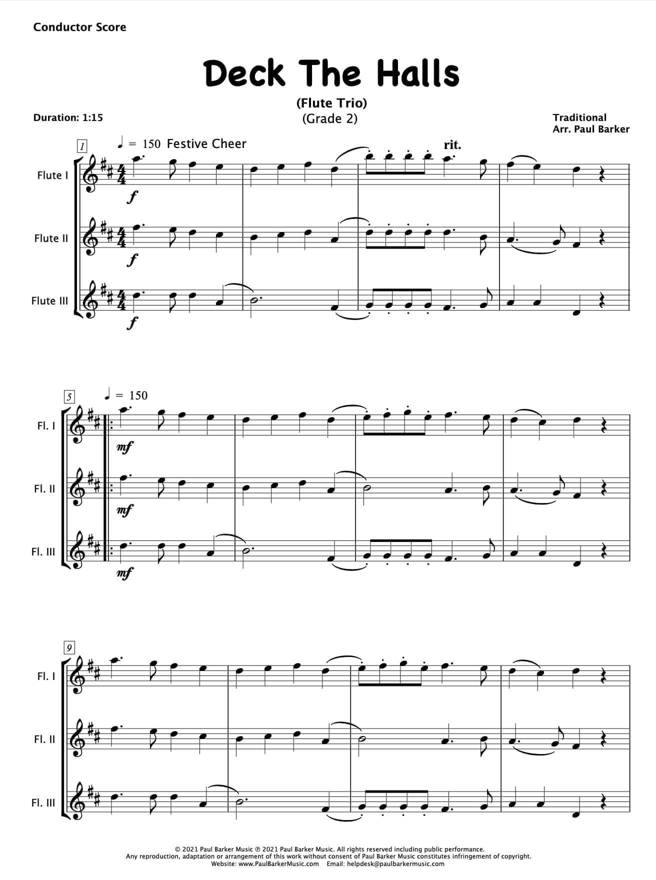 Christmas Flute Trios - Book 1 - Paul Barker Music 