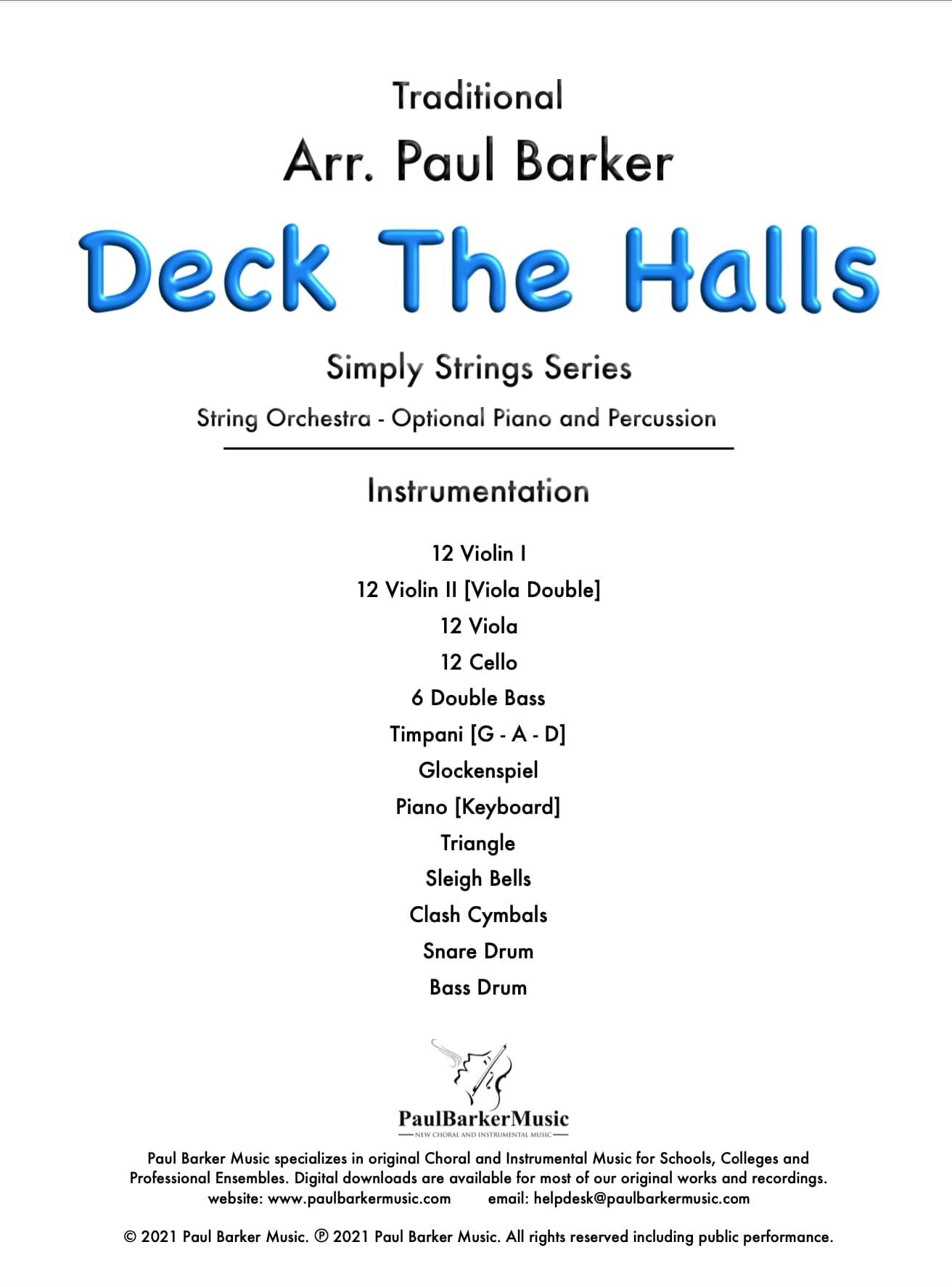 Deck The Halls (String Orchestra) - Paul Barker Music 