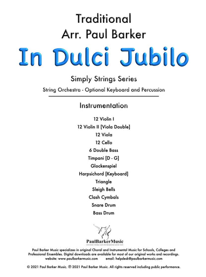 In Dulci Jubilo (String Orchestra) - Paul Barker Music 