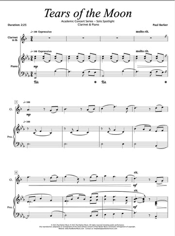 Tears of the Moon [Clarinet & Piano] - Paul Barker Music 