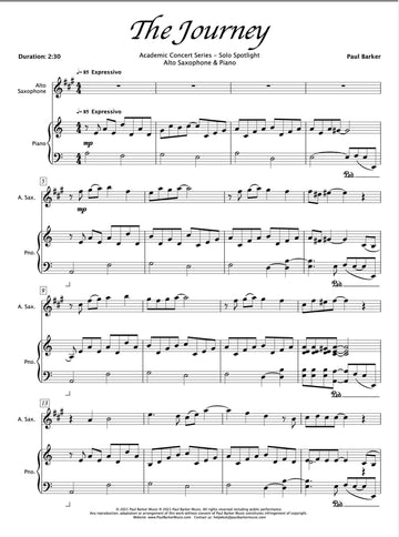 The Journey [Alto Saxophone & Piano] - Paul Barker Music 