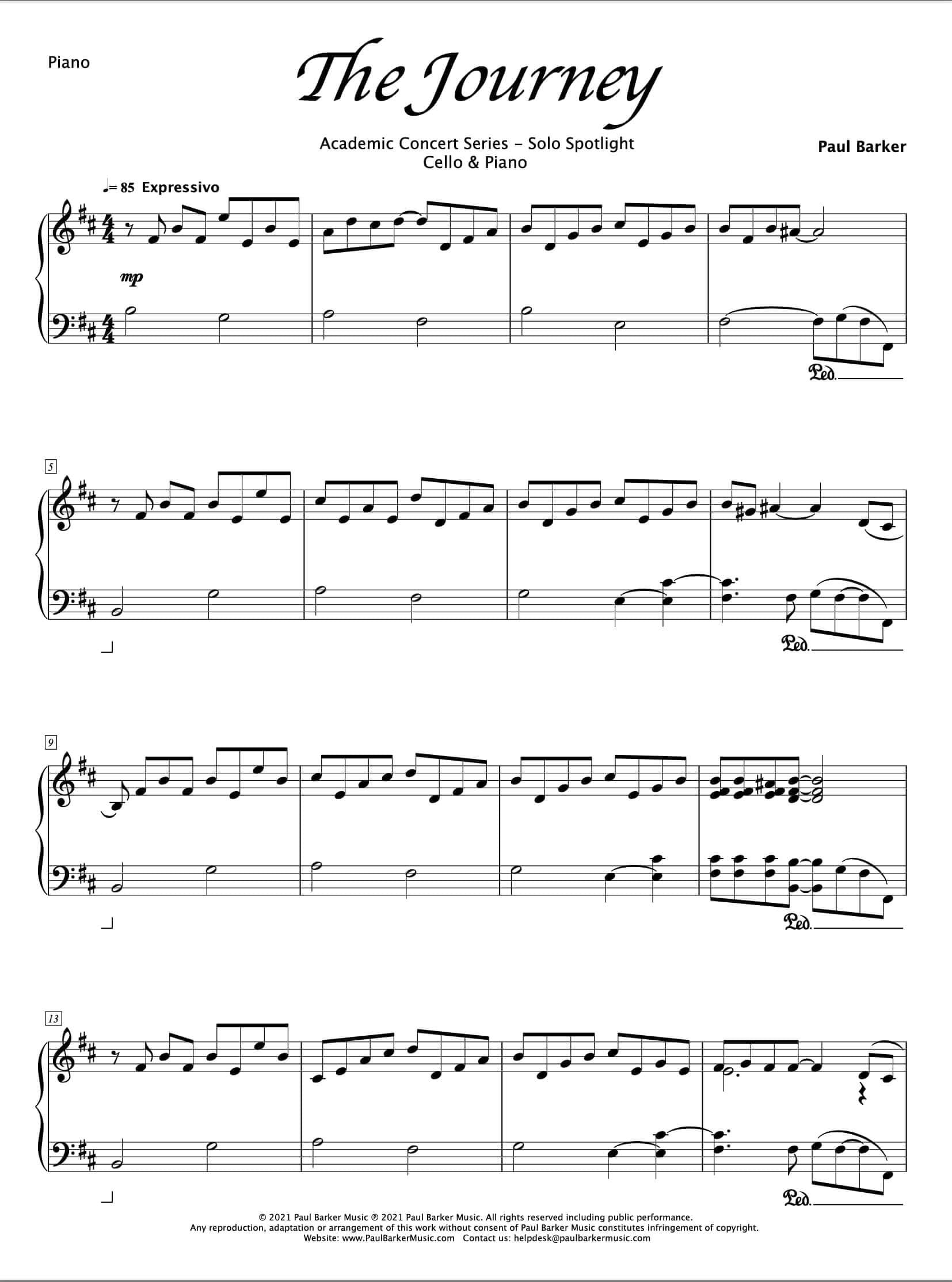 The Journey [Cello & Piano] - Paul Barker Music 