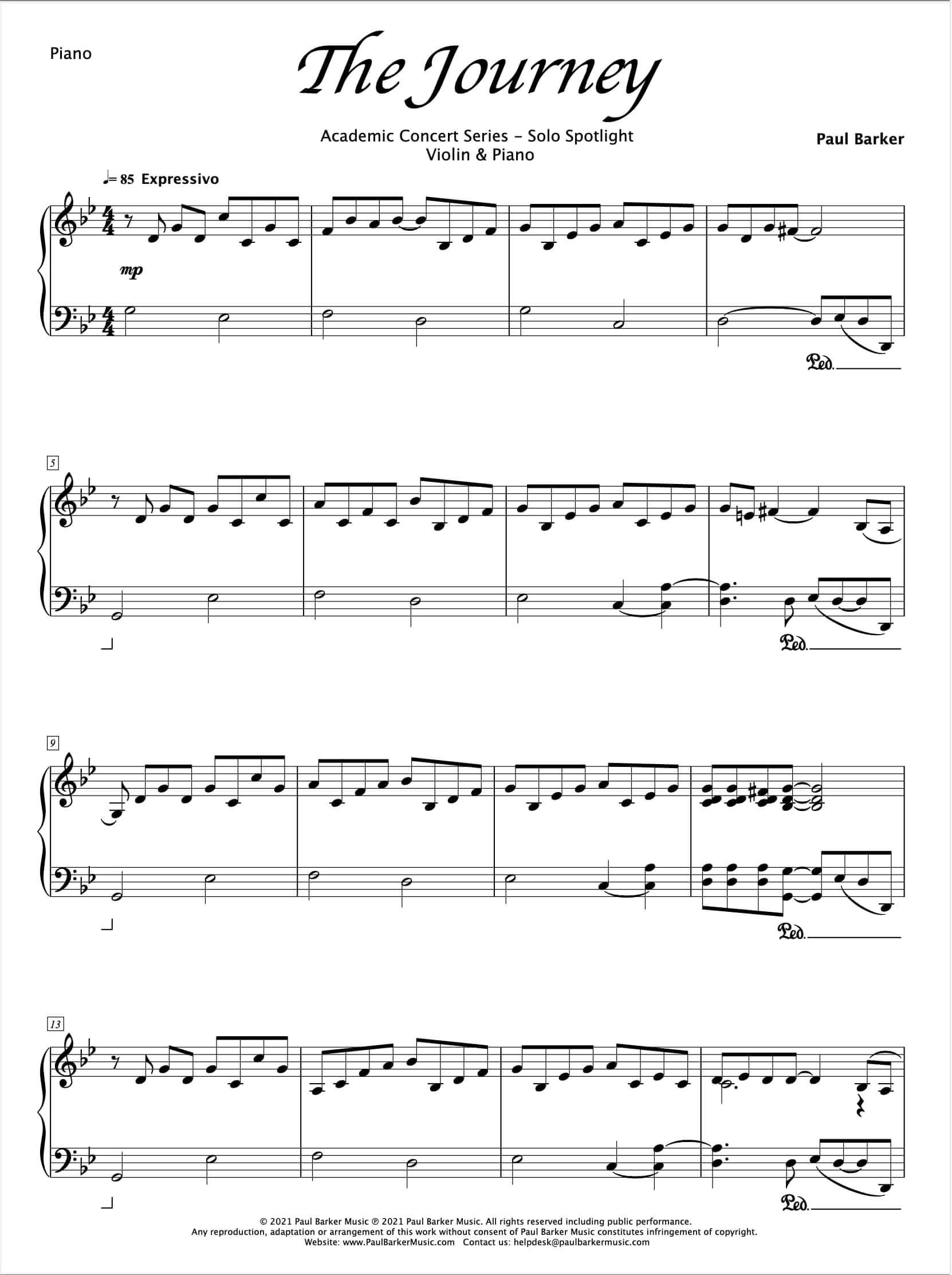 The Journey [Violin & Piano] - Paul Barker Music 