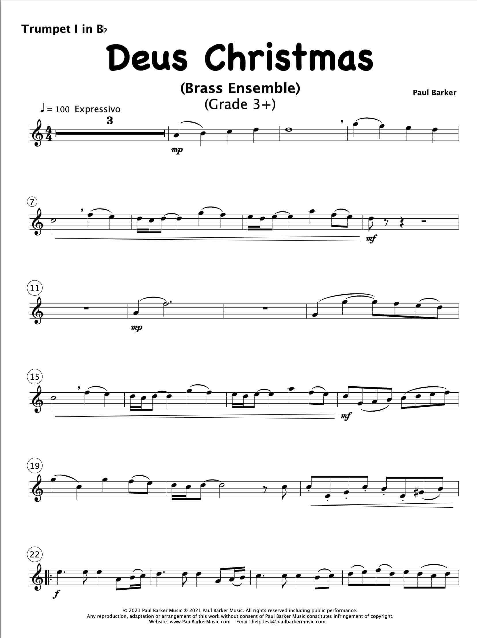 Deus Christmas (Brass Ensemble) - Paul Barker Music 