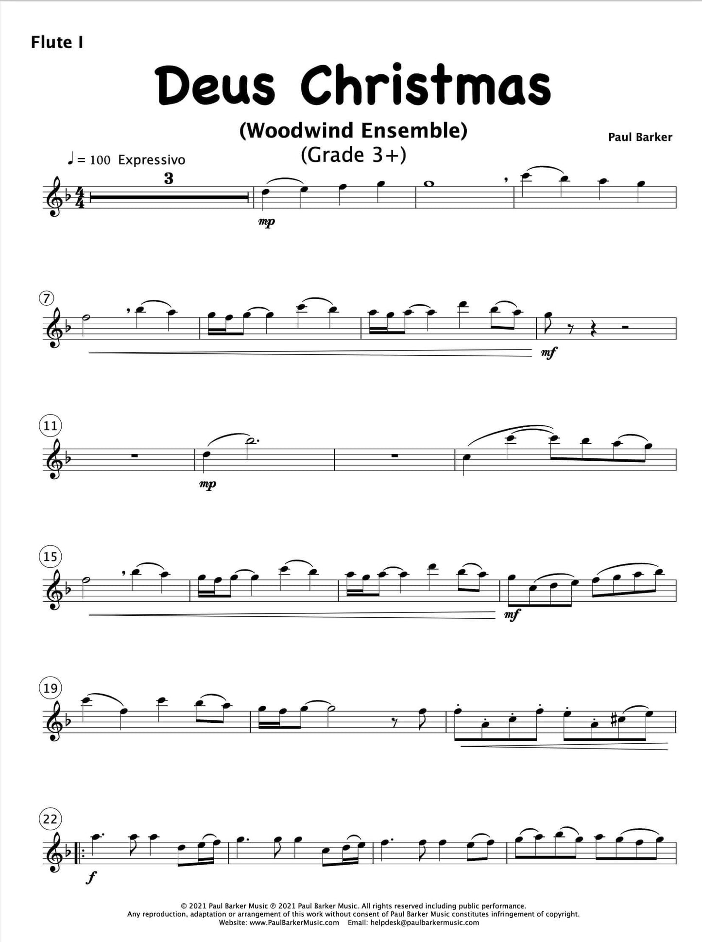 Deus Christmas (Woodwind Ensemble) - Paul Barker Music 