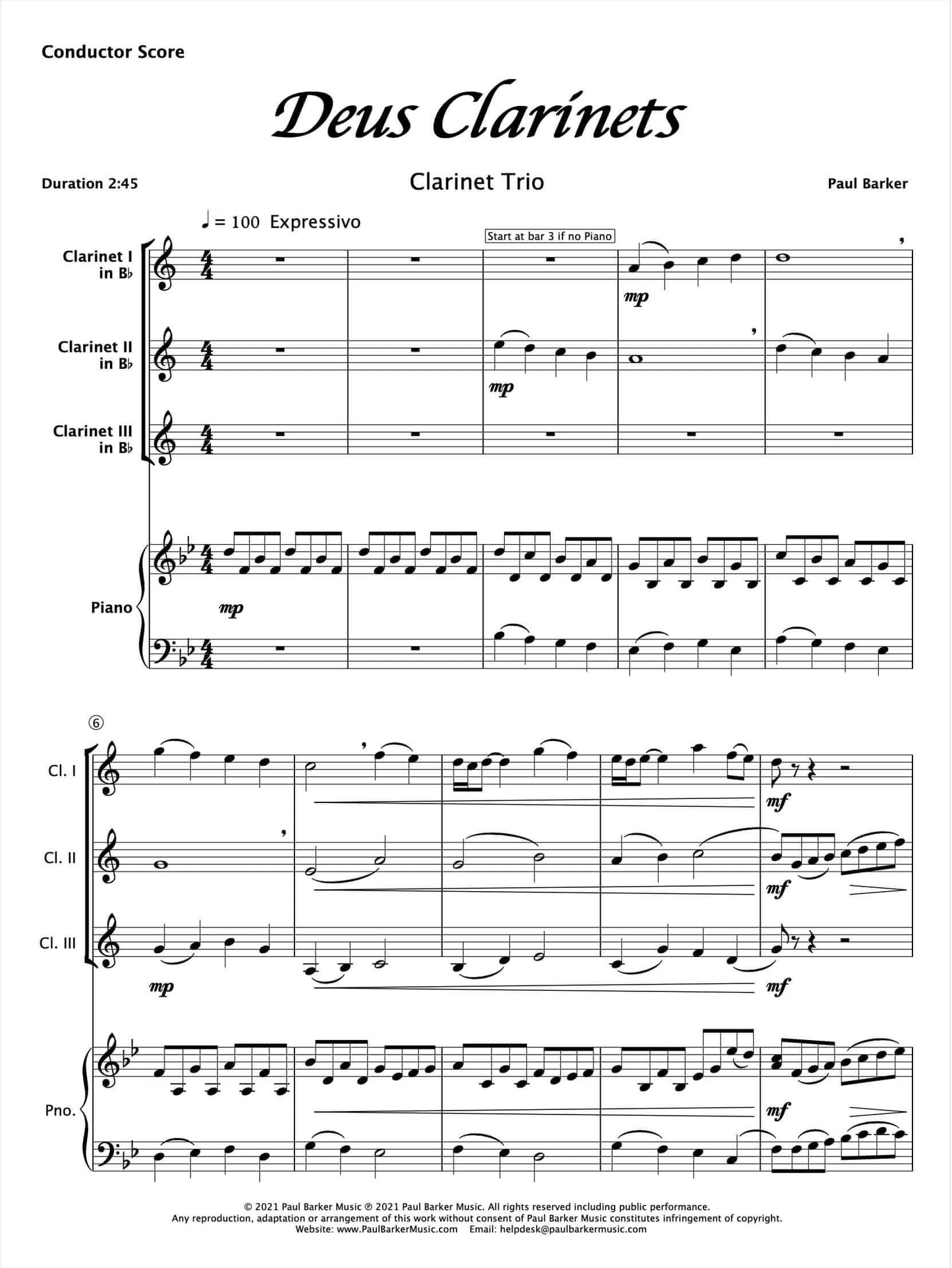Deus Clarinets - Paul Barker Music 