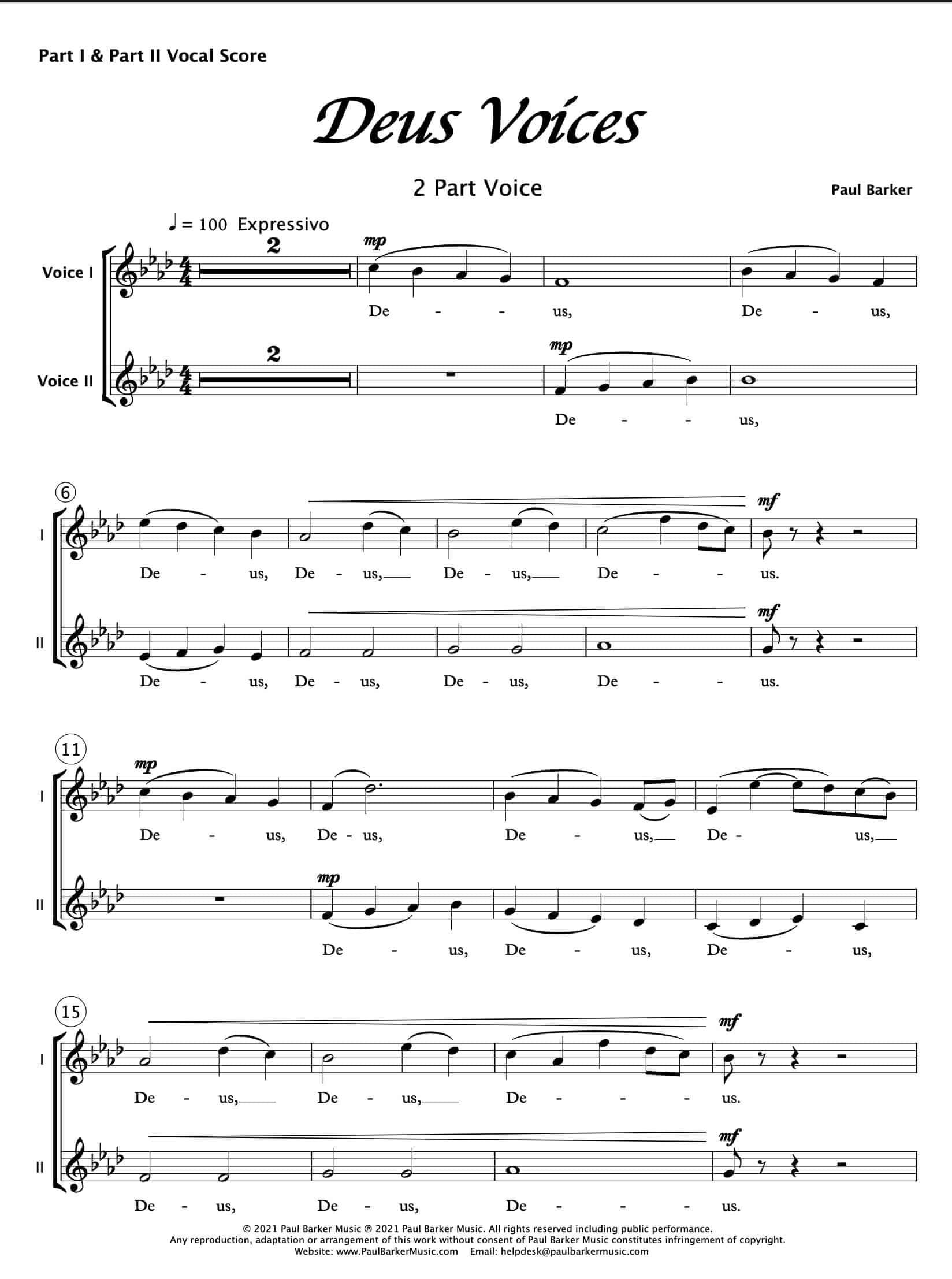 Deus Voices [2 Part] - Paul Barker Music 