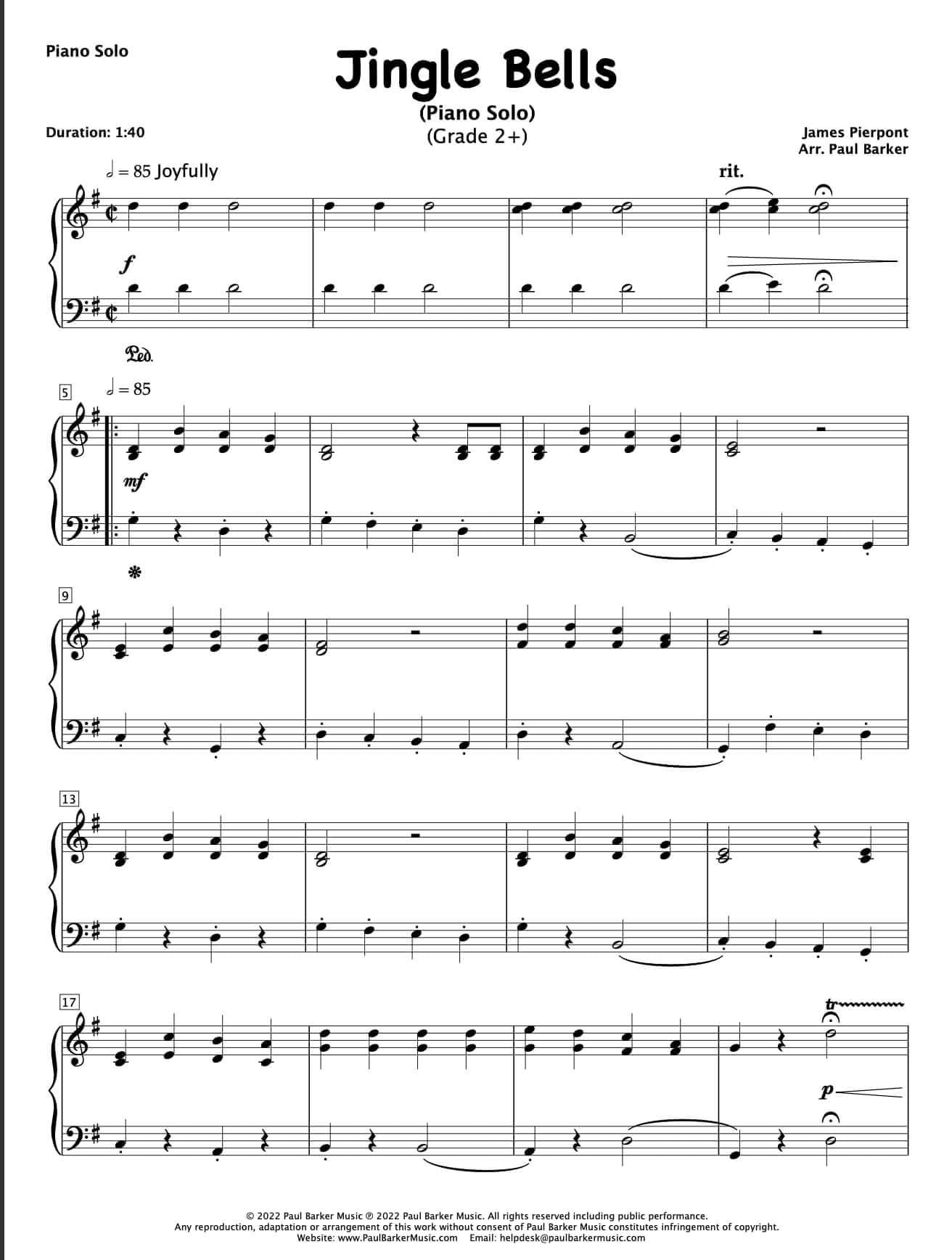 Jingle Bells (Piano Solo) - Paul Barker Music 