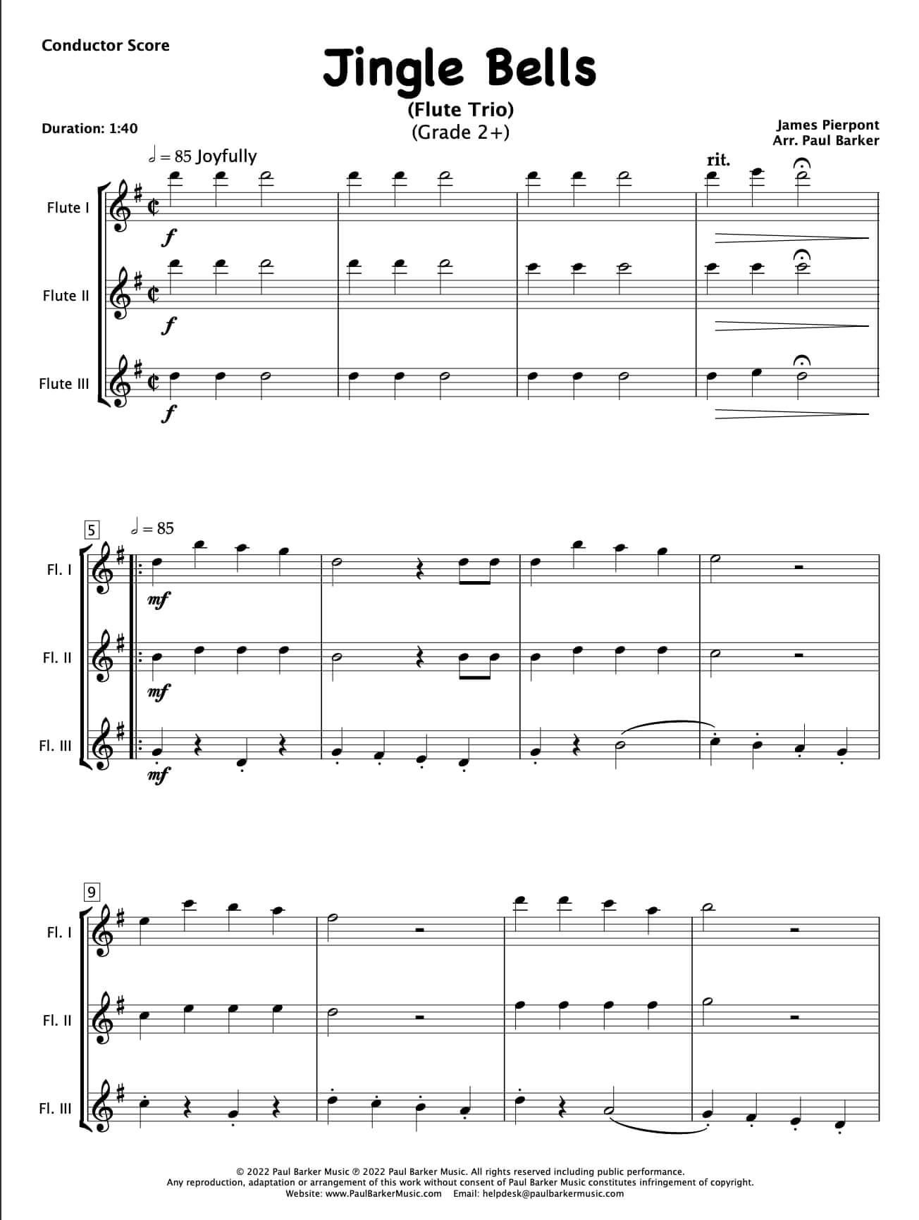Jingle Bells (Flute Trio) - Paul Barker Music 