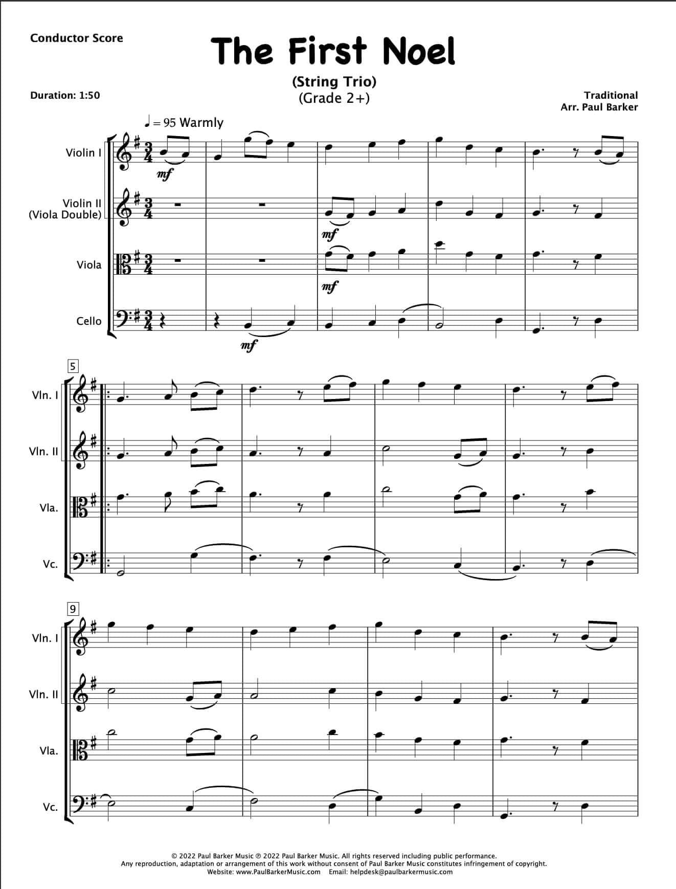 Christmas String Trios - Book 2 - Paul Barker Music 