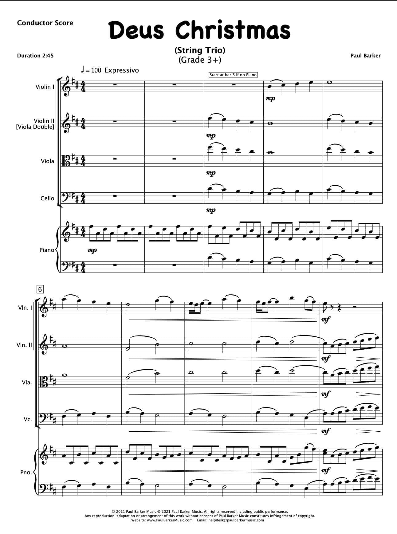 Christmas String Trios - Book 2 - Paul Barker Music 