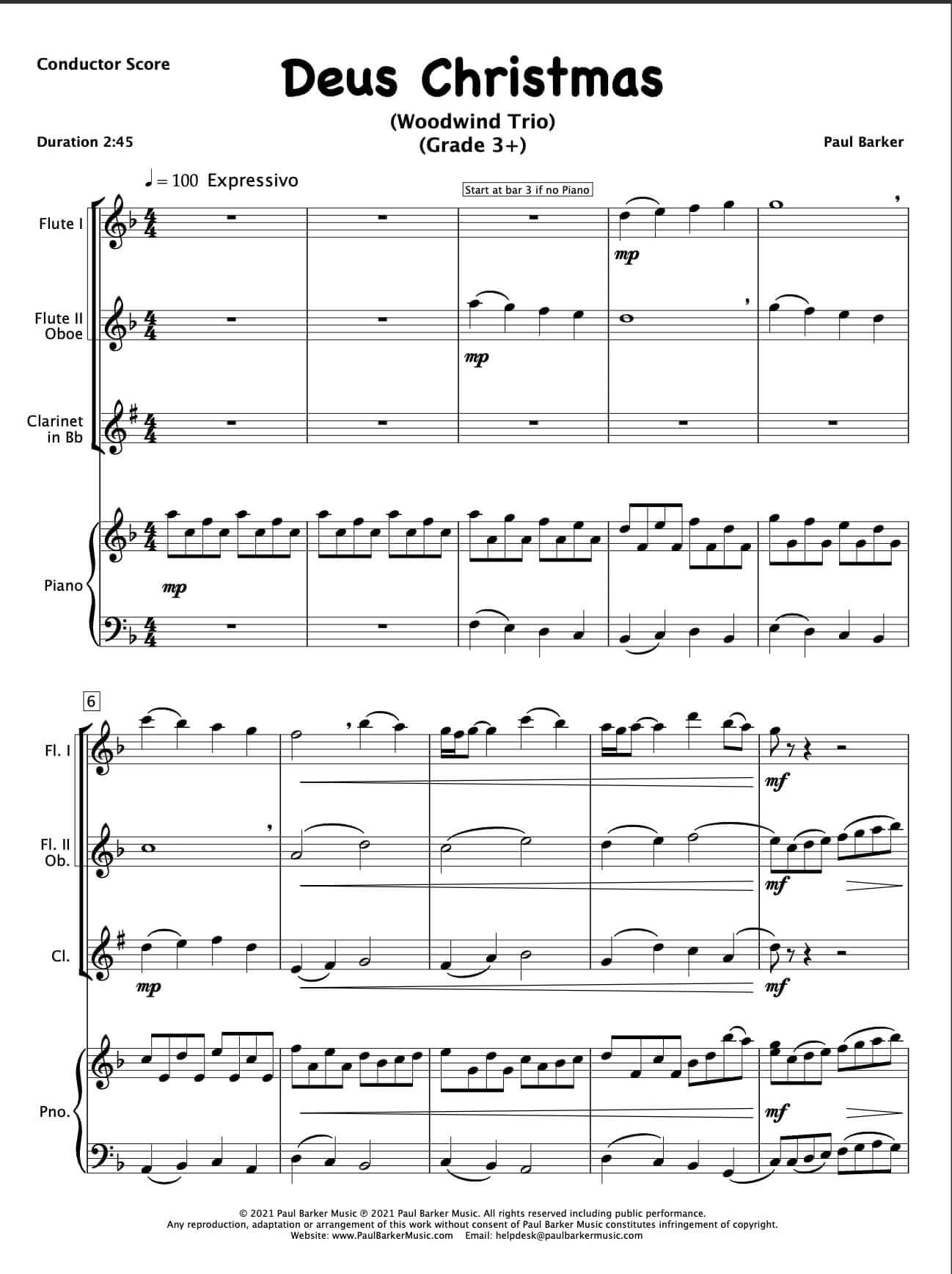 Christmas Woodwind Trios - Book 2 - Paul Barker Music 