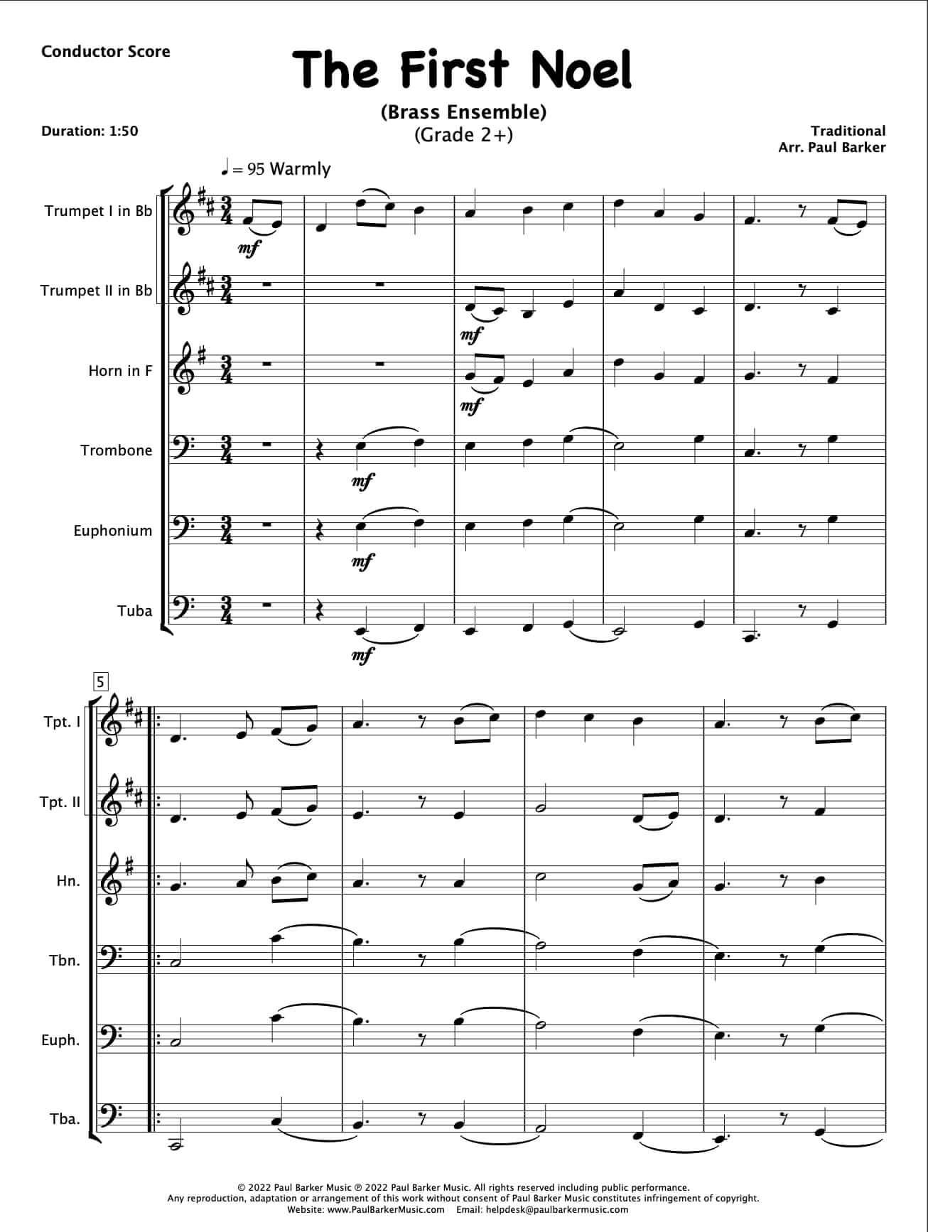 Christmas Brass Ensembles - Book 2 - Paul Barker Music 