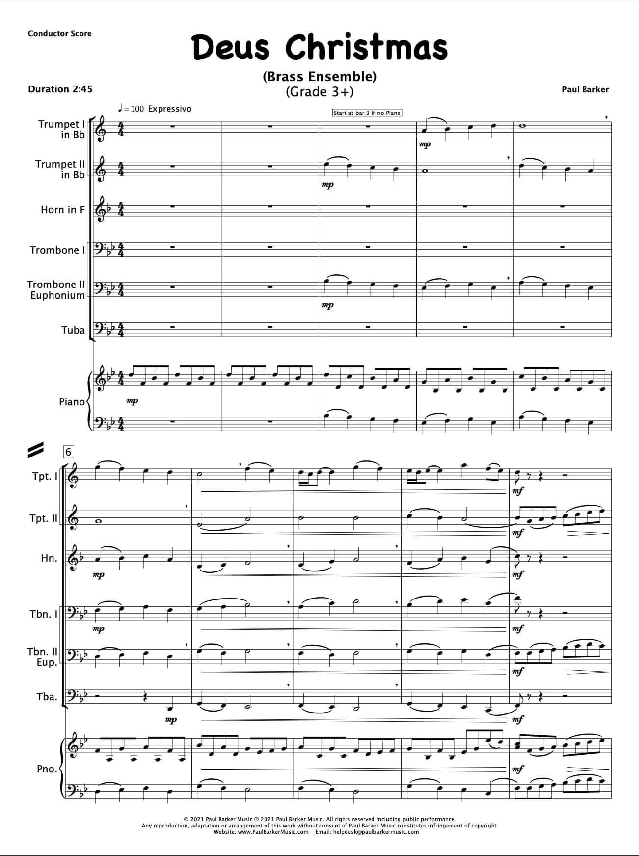 Christmas Brass Ensembles - Book 2 - Paul Barker Music 