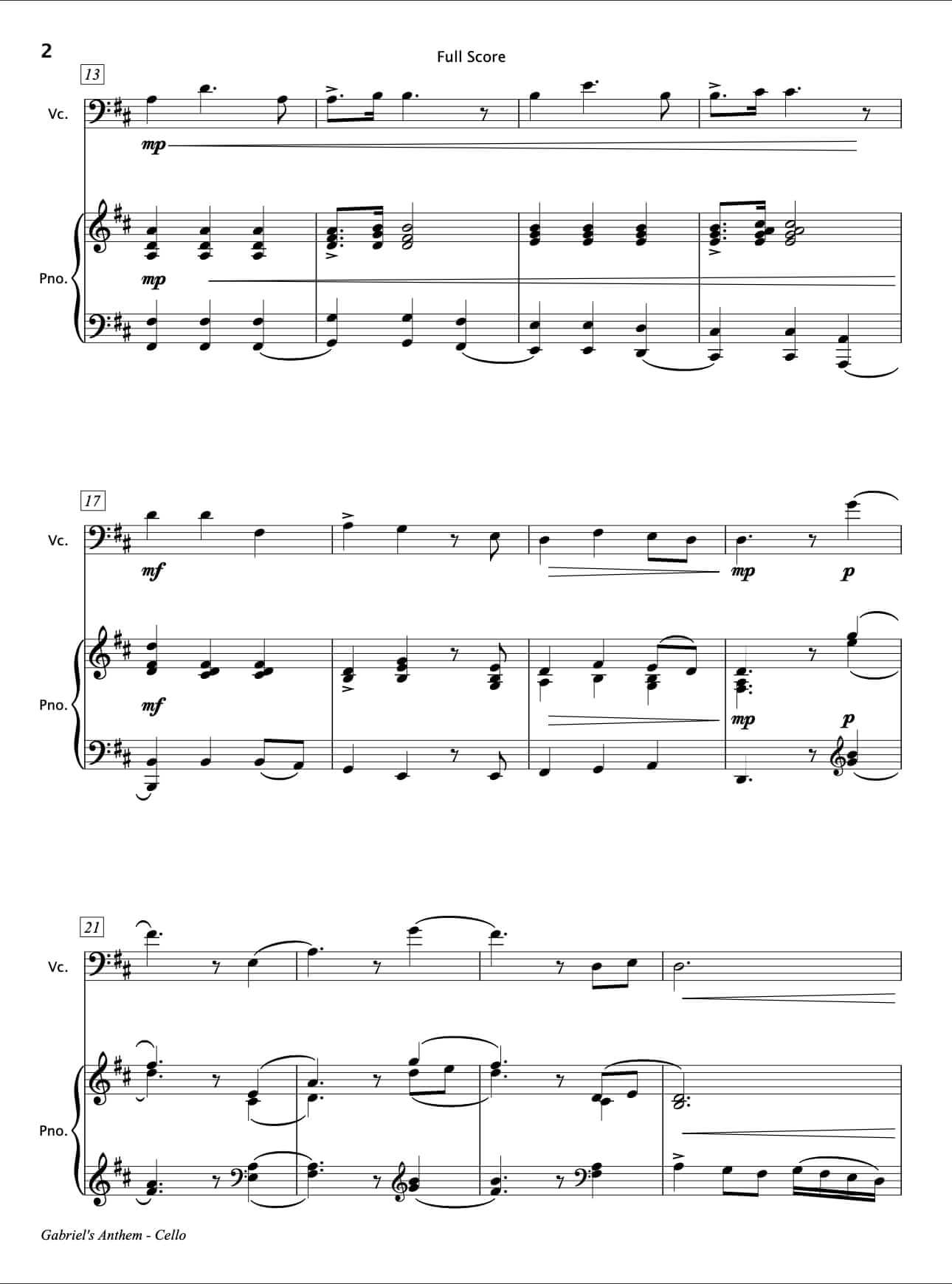 Gabriel's Anthem [Cello & Piano]