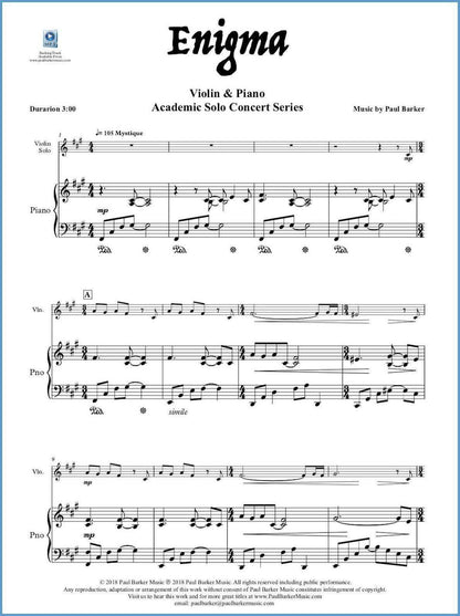 Enigma (Violin & Piano) - Paul Barker Music 
