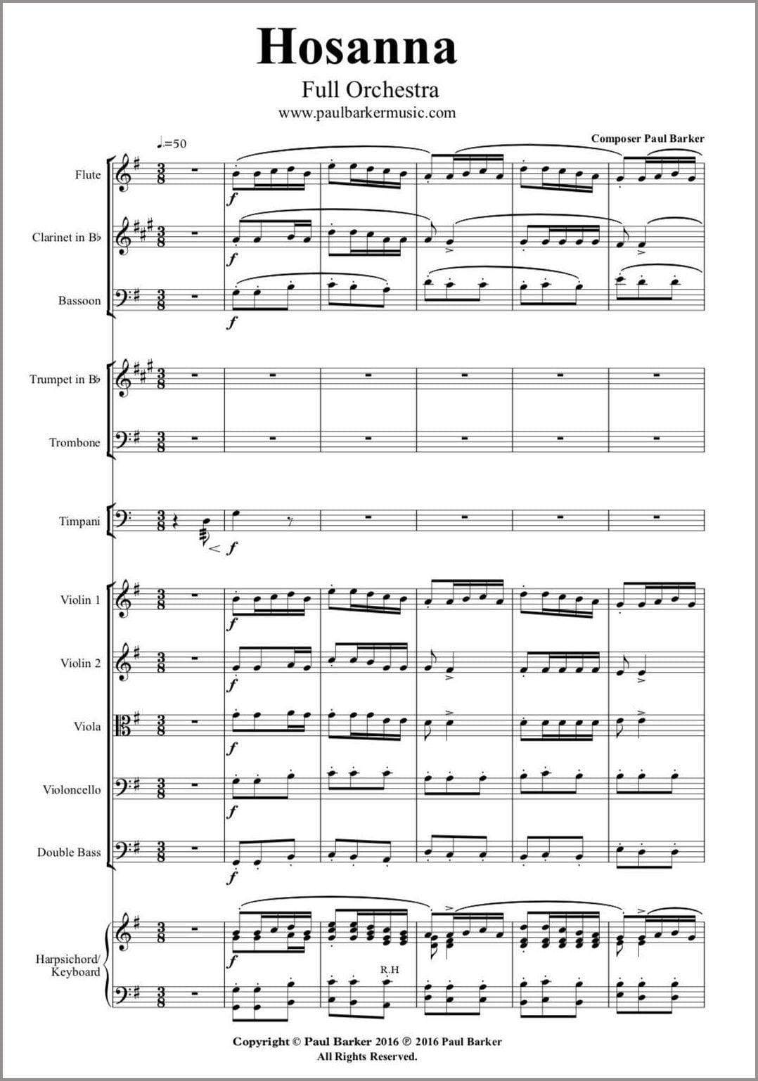 Hosanna (Full Orchestra) - Paul Barker Music 