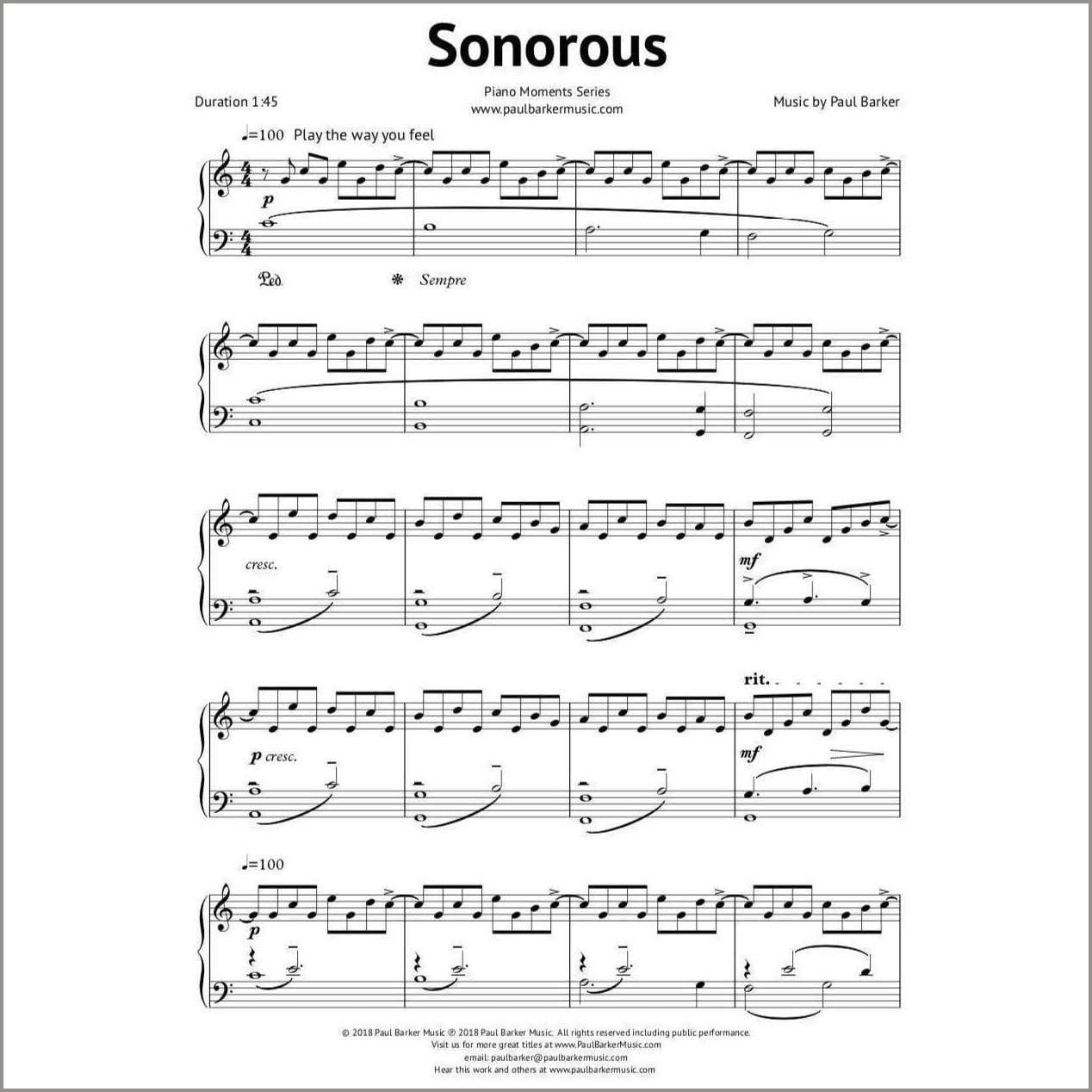 Sonorous - Paul Barker Music 